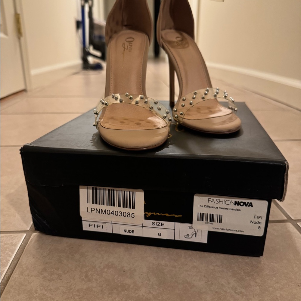 Fashion Nova Beige Studded Heels